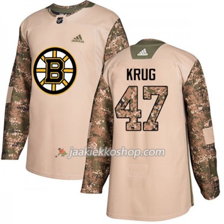 Miehille NHL Boston Bruins Pelipaita Torey Krug 47 Adidas 2017-2018 Camo Veterans Day Practice Authentic